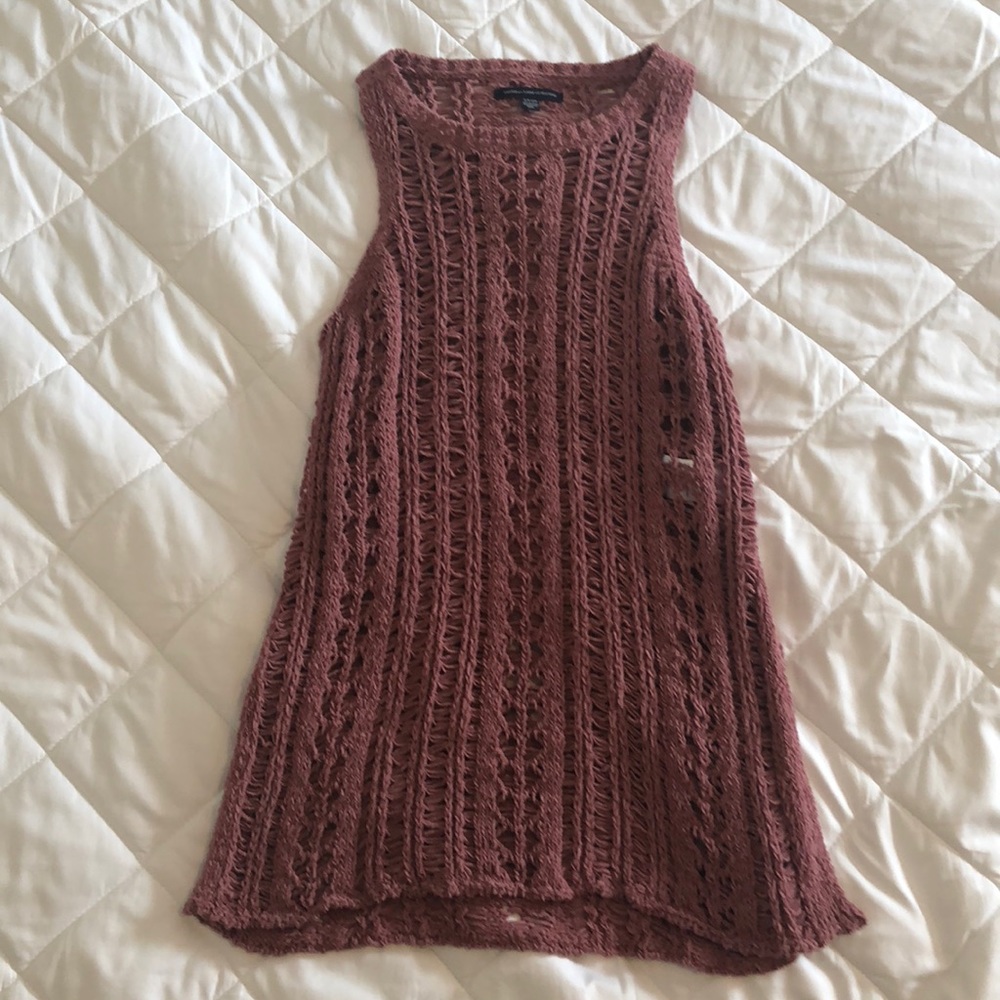 Sweater tank top with side slits